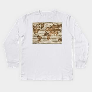 Vintage Design World Map Kids Long Sleeve T-Shirt